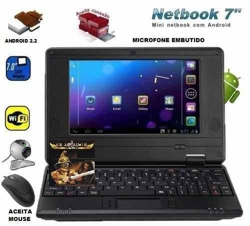 Netbook Android 2.3 4gb Wifi 3g Tela 7 Lcd 2 Usb
